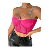 Shein Top De Tanque Bustier Con Correa De Hombro De Bloq