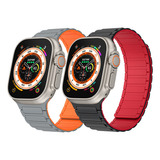 2 Correas Silicona Magnética Para Apple Watch Ultra Se 9 8 7