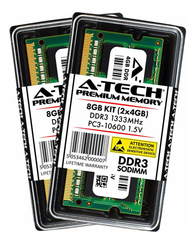 Memoria Ram 8gb A-tech Kit (2x 4gb) Ddr3 1333mhz Pc3-10600 204-pin Sodimm Computer Modules