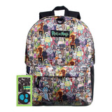 Mochila Impermeável Rick & Morty Sound Juvenil C/ Fones 