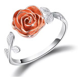 Anillo Plata 925 Flor Rosa Ajustable Mujer Regalo Ilusion