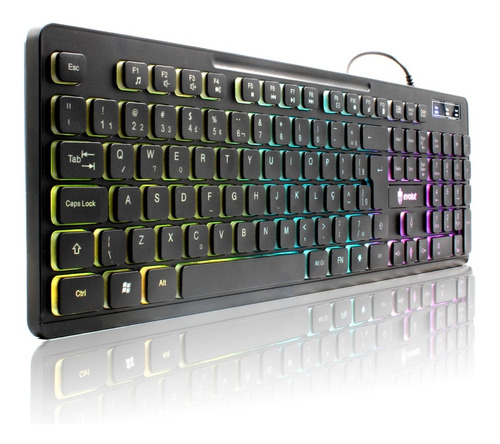 Teclado Gamer Tecla Slim Multimídia Led Rbg Rainbow Evolut