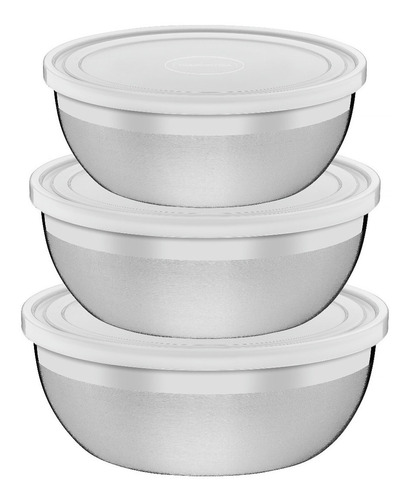  Set X3 Bowls Tramontina 18,20y22cm Acero Inox T. Plast. Cu