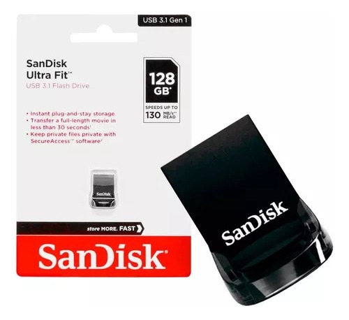 Pendrive Sandisk Ultra Fit 128gb 3.1 Gen 1 Preto