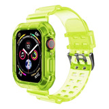 Correa Para Applewatch Goma Transparente Verde Neon