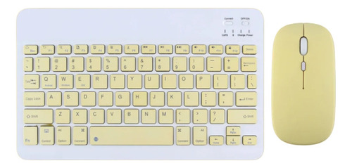 Kit Teclado Mouse Amarillo Para iPad Y Tablet Android