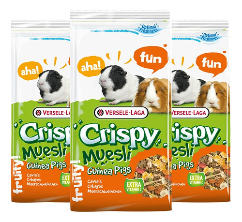 Pack X3 Alimento Versele Laga Crispy Muesli Cuy 400 Gr