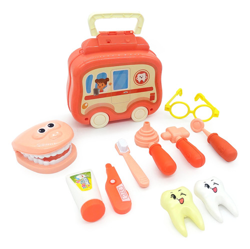 Set De Dentista, 11 Piezas, Con Dentadura Y Valija - 7867