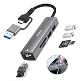 Adaptador Hub Usb C3.0 Ethernet Rj45 Red Lan Gigabit 5 En 1