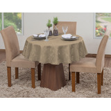 Toalha De Mesa Luxo Redonda Sala Jantar Jacquard 4 Lugares