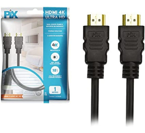 Cabo Hdmi Pix 2.0 4k Hdr Ultra Hd 19 Pinos Gold 10m