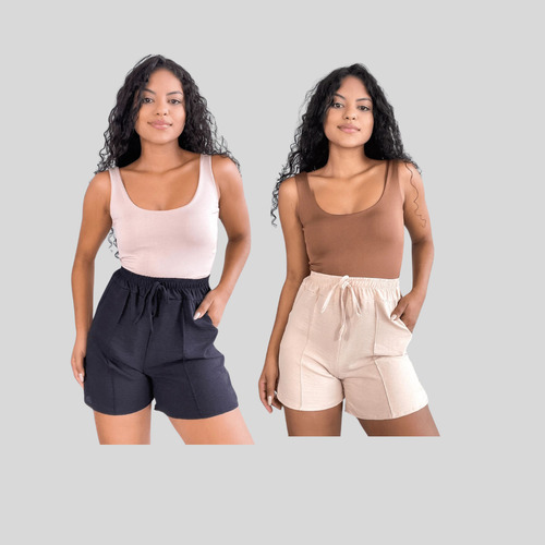 Kit 2 Shorts Duna Feminino Verão Básico