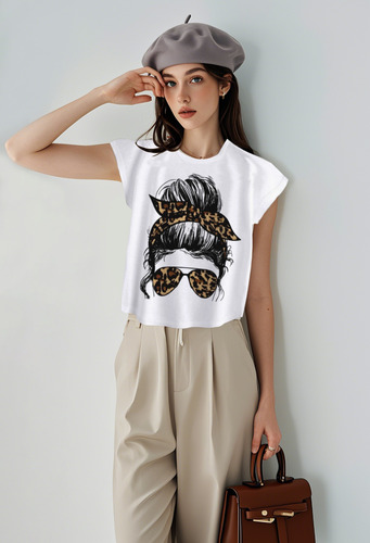 Camiseta Con Estampado De Leopardo, Camiseta De Lona De Moda