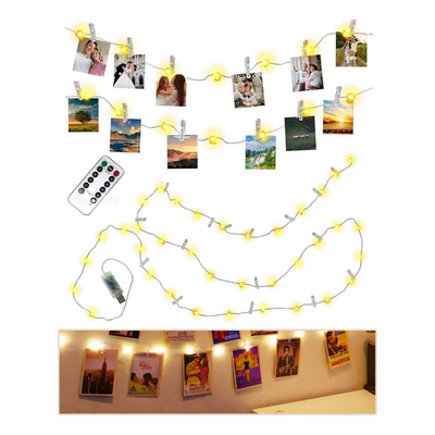 10m 100led-tendedero De Fotos,marco Para Foto,pinzas Con Luz Luz Blanca Cálida | Meses sin interés