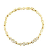 Brazalete Oro 14k Lam Trenzado Swarovski 19-21cm Regalo Dama