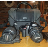 Cámara Nikon D3200 + Lente 18-55mm + Lente 55-200mm 