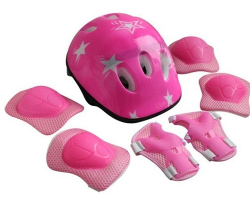 Kit Protección De Patín Con Casco Para Niña Rodillera Codera