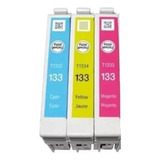 Kit 03 Cartucho Tinta Compativel P/ Uso Epson T133 133 Tx123