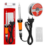 Kit Ferro De Solda 100w 200v Soldador + Estanho + Suporte