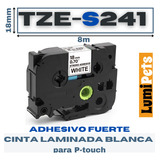 Cinta Tze-s241 Para Rotuladora Brother Modelo Pt, 18mm X 8m 