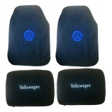 Kit 4 Tapetes Alfombra Logo Azul Vw Jetta Clásico 2012