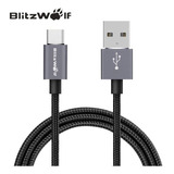 Blitzwolf Cable Tipo C 3a, 2.5 M Carga Rápida, Gris/negro 