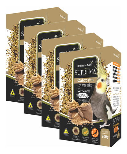 Kit 4un Racao Para Calopsita Suprema 700g Reino Das Aves