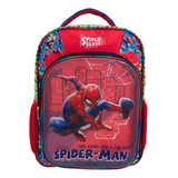 Mochila Escolar Grande Primaria Ruz Marvel Spiderman Hombre Araña 170563 Coleccion Sense Color Rojo