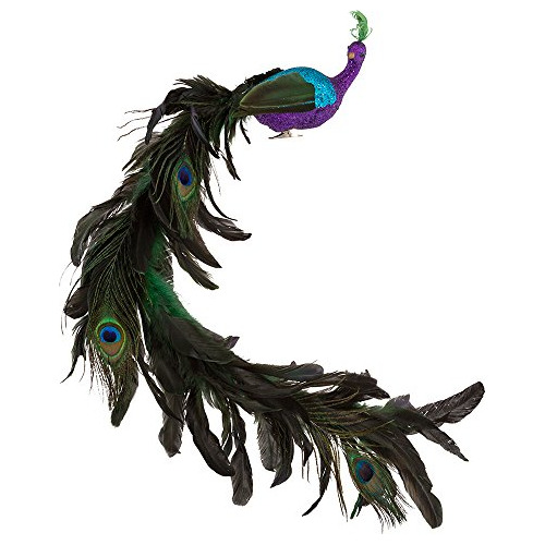 Kurt Adler H6043 Gran Pavo De Plumas Moradas/azules Cli...