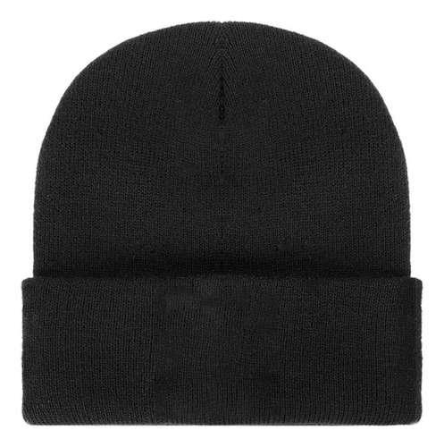 Gorro Beanie De Lana Adulto Con Doblez Negro Forro Polar