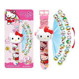 Hello Kitty Reloj Digital Infantil + Proyector Divertido Color De La Correa Rosa Candy