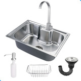 Cuba Pia Cozinha Gourmet Aço Inox 60x42 + Torneira Quadrix