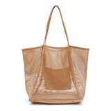 Bolso De Hombro Para Mujer De Malla, Beige Bronceadobolso