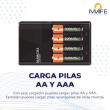 Duracell Rechargeable Dx1500 Kit Cargador Con 4 Pilas Aa 2500mah Y 6 Pilas Aaa 900mah