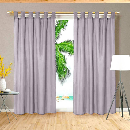 Juego De Cortinas Tela Tropical Mecanico Liso Con Presillas