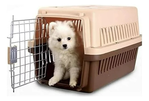 Transportadora Para Perro Jaula Mascota Kennel Chico 56 Cm Color Café