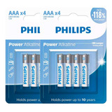 8 Pilhas Alcalinas Aaa Philips (2  Cart)