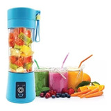 Mini Licuadora Portátil Portatil Vaso 380 Ml Color Celeste