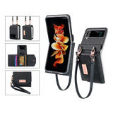 Funda Cartera Con Correa Para Samsung Galaxy Z Flip 3 Black