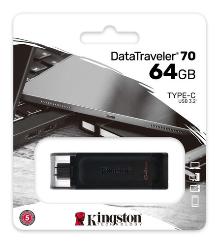 Memoria Usb C Kingston Datatraveler 70 Dt70 64gb 3.2 Gen 1 