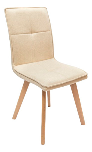 Silla Tulip Oslo Tapizada Tela Gris Nordica Patas Madera X 1