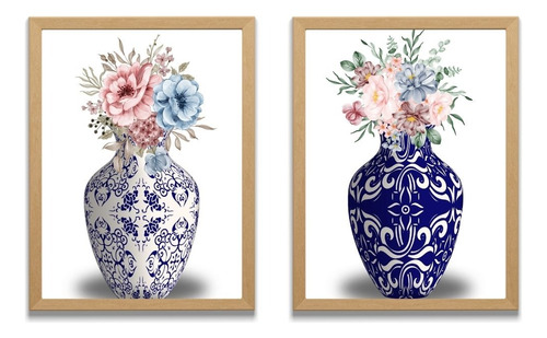 Quadros Decorativos Para Cozinha Moderno Vaso Azul 23x33 Cm