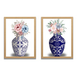 Quadros Decorativos Para Cozinha Moderno Vaso Azul 23x33 Cm