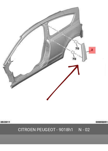 Platina Derecha Paral Central Citroen C4 2005 2007 2009 2011 Foto 2