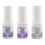 Kit Base + Top Coat + Top Mate , Gel 3 Pasos, Uñas Mc Nails