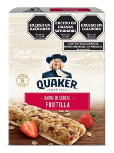 Barra De Cereal Quaker Frutilla X 180 Gr Desayuno