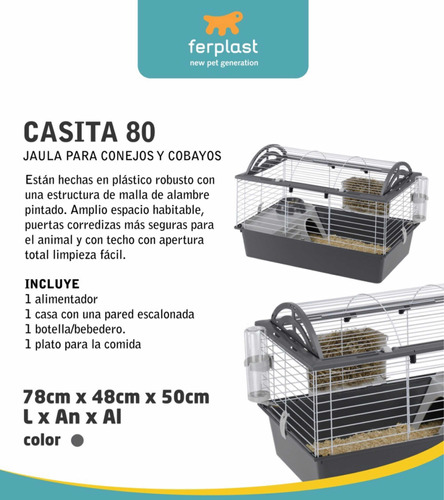 Jaula Conejo Cobayo Erizo Ferplast Casita 80