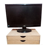 Suporte Para Monitor Com Duas Gavetas Mdf Cru - 39x26,5x12