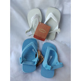 X2 - Saldo - Havaianas Talle 20 Baby Bebé Blanca + Celeste