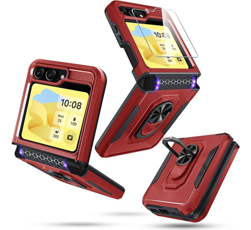 Funda Para Samsung Galaxy Z Flip 5 Con Soporte Y Vidrio - 06